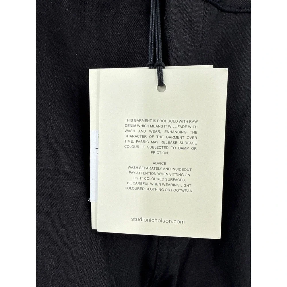 Studio Nicholson PYAD Pants Mens XL Black Bill Selvedge Denim Raw New 36 Waist